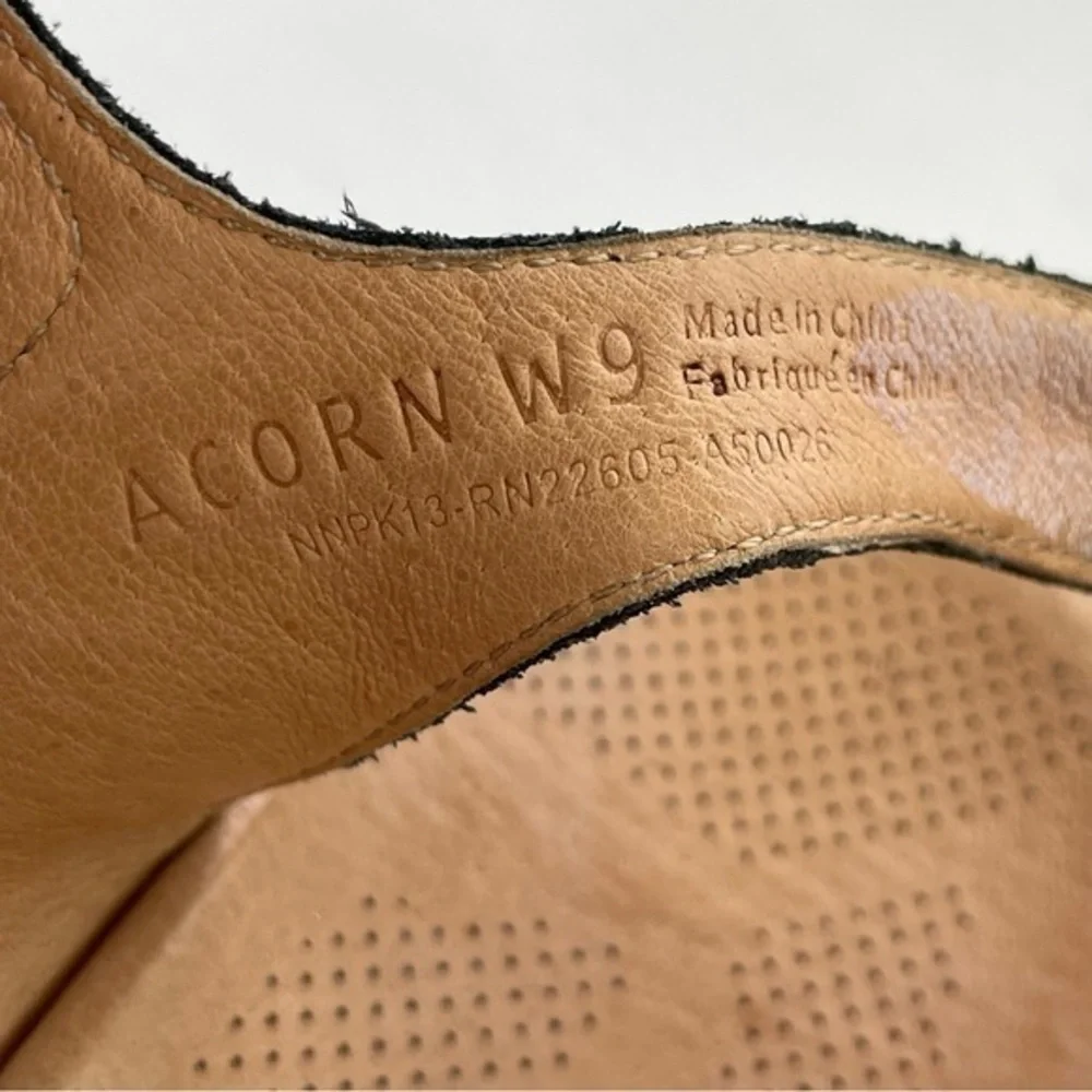 Acorn Black Vista Leather Beaded Wedge‎ Sandals